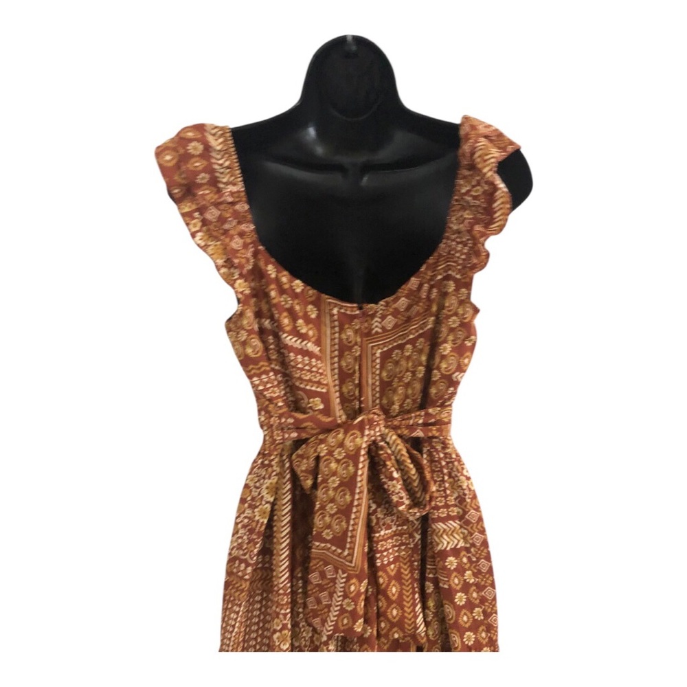 Trixxi‎ Rust Boho Patchwork Ruffle Strap belted T… - image 11